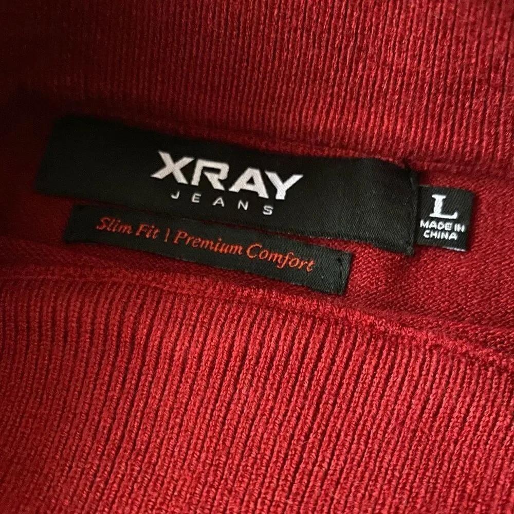 XRAY Jeans Men’s Dark Red Mock Neck Sweater, Size L